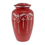 Flourish Metal Adult Cremation Urn for Ashes in Matt Red - Cherished Urns