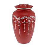 Flourish Metal Adult Cremation Urn for Ashes in Matt Red - Cherished Urns