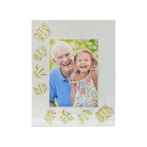 Kaleidoscope White Pearl Butterfly Photoframe - Cherished Urns