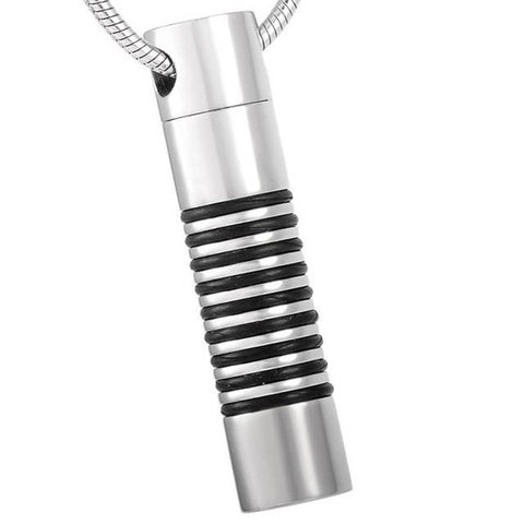 Silver with Black Stripes Memorial Ash Keepsake Cremation Pendant - Cherished Urns