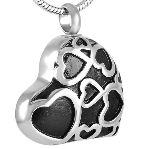 Black Heart Memorial Ash Keepsake Cremation Pendant - Cherished Urns