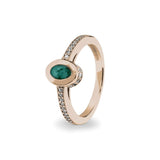 Ladies Oval Halo Memorial Ashes Ring with Fine Crystals - Cherished Urns