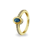 Ladies Oval Halo Memorial Ashes Ring with Fine Crystals - Cherished Urns