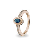 Ladies Oval Halo Memorial Ashes Ring with Fine Crystals - Cherished Urns