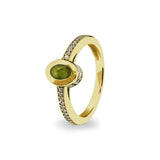 Ladies Oval Halo Memorial Ashes Ring with Fine Crystals - Cherished Urns