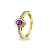 Ladies Oval Halo Memorial Ashes Ring with Fine Crystals - Cherished Urns