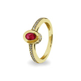 Ladies Oval Halo Memorial Ashes Ring with Fine Crystals - Cherished Urns