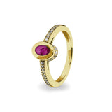 Ladies Oval Halo Memorial Ashes Ring with Fine Crystals - Cherished Urns