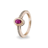 Ladies Oval Halo Memorial Ashes Ring with Fine Crystals - Cherished Urns