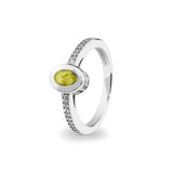 Ladies Oval Halo Memorial Ashes Ring with Fine Crystals - Cherished Urns