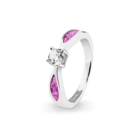 Ladies Solitaire Memorial Ashes Ring with Fine Crystals - Cherished Urns