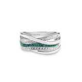 Ladies Waves Memorial Ashes Ring with Fine Crystals - Cherished Urns