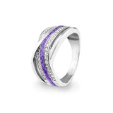 Ladies Waves Memorial Ashes Ring with Fine Crystals - Cherished Urns