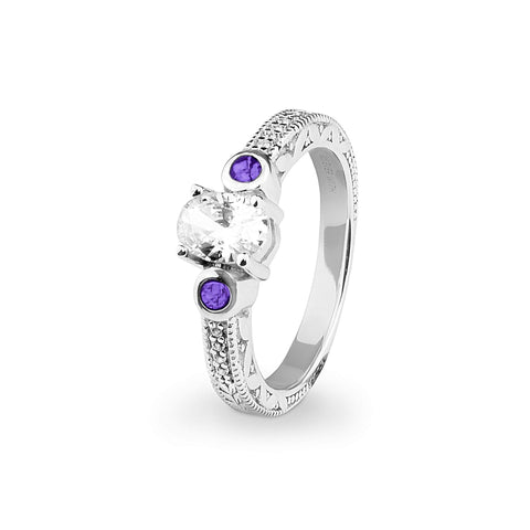 Ladies Serenity Memorial Ashes Ring with Fine Crystals - Cherished Urns