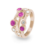 Ladies Droplets Memorial Ashes Ring with Fine Crystals - Cherished Urns