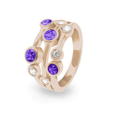 Ladies Droplets Memorial Ashes Ring with Fine Crystals - Cherished Urns