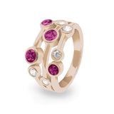 Ladies Droplets Memorial Ashes Ring with Fine Crystals - Cherished Urns