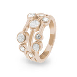 Ladies Droplets Memorial Ashes Ring with Fine Crystals - Cherished Urns