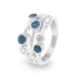 Ladies Droplets Memorial Ashes Ring with Fine Crystals - Cherished Urns