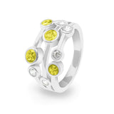 Ladies Droplets Memorial Ashes Ring with Fine Crystals - Cherished Urns