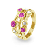 Ladies Droplets Memorial Ashes Ring with Fine Crystals - Cherished Urns