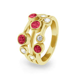 Ladies Droplets Memorial Ashes Ring with Fine Crystals - Cherished Urns