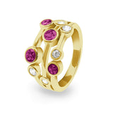 Ladies Droplets Memorial Ashes Ring with Fine Crystals - Cherished Urns