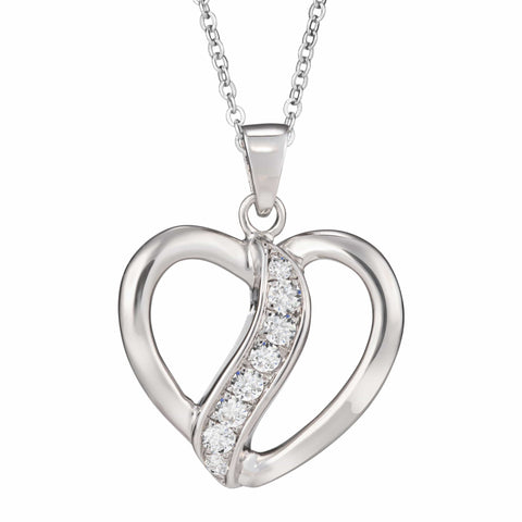 Self-fill Broken Heart Cremation Ashes Pendant with Crystals - Cherished Urns