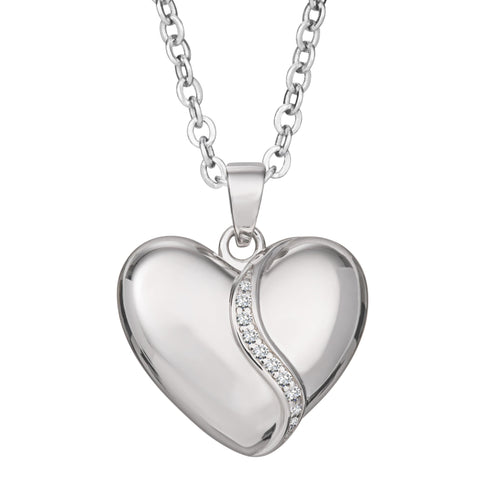 Self-fill Heart Shaped Cremation Ashes Pendant with Crystals - Cherished Urns