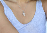 Self-fill Cross Cremation Ashes Pendant with Crystals - Cherished Urns