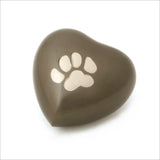 Brass Heart Keepsake Pet Urn with One Paw Print- 3-inches - Slate Grey, in Presentation Box - Cherished Urns