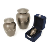 Brass Classic Pet Urn with Paw Prints on Slate finish - large - Cherished Urns