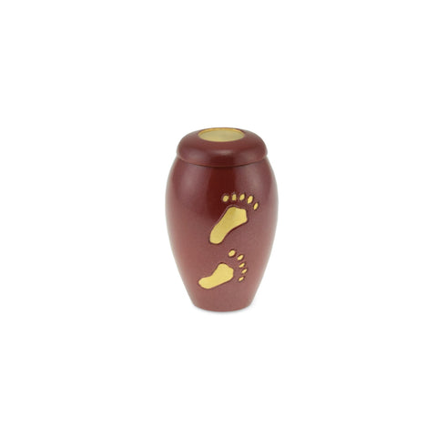 Footsteps Brass Child Keepsake / Miniature Urn in Garnet - Cherished Urns