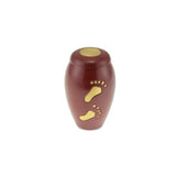 Footsteps Brass Child Keepsake / Miniature Urn in Garnet - Cherished Urns
