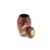 Footsteps Brass Child Keepsake / Miniature Urn in Garnet - Cherished Urns