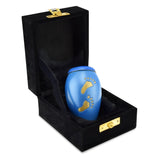 Footsteps Brass Child Keepsake / Miniature Urn in Blue - Cherished Urns