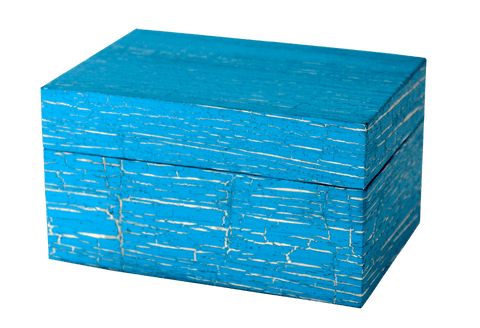 Earthurn Chest Biodegradable Urn- Antique Turquoise Blue - Mini - Cherished Urns