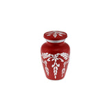 Flourish Metal Adult Keepsake / Miniature Cremation Urn for Ashes in Matt Red - Cherished Urns