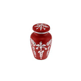 Flourish Metal Adult Keepsake / Miniature Cremation Urn for Ashes in Matt Red - Cherished Urns