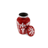 Flourish Metal Adult Keepsake / Miniature Cremation Urn for Ashes in Matt Red - Cherished Urns