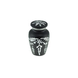 Flourish Metal Adult Keepsake / Miniature Cremation Urn for Ashes in Matt Black - Cherished Urns