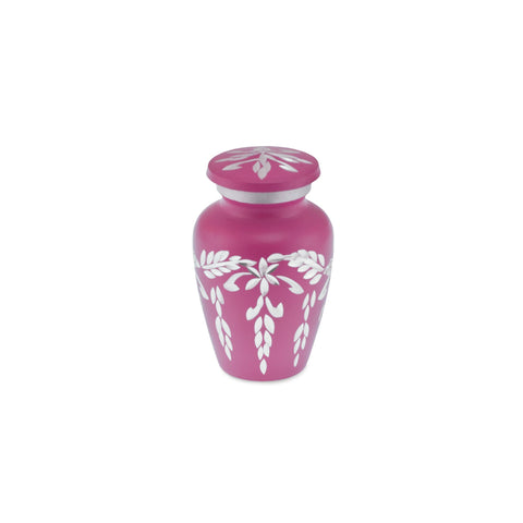 Flourish Metal Adult Keepsake / Miniature Cremation Urn for Ashes in Hot Pink - Cherished Urns