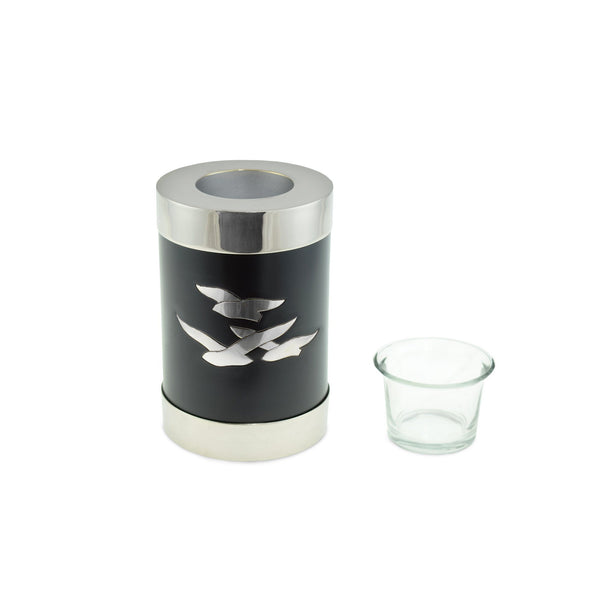 Going Home Black & Nickel Matt Tea Light Cremation Urn Keepsake - Cherished Urns