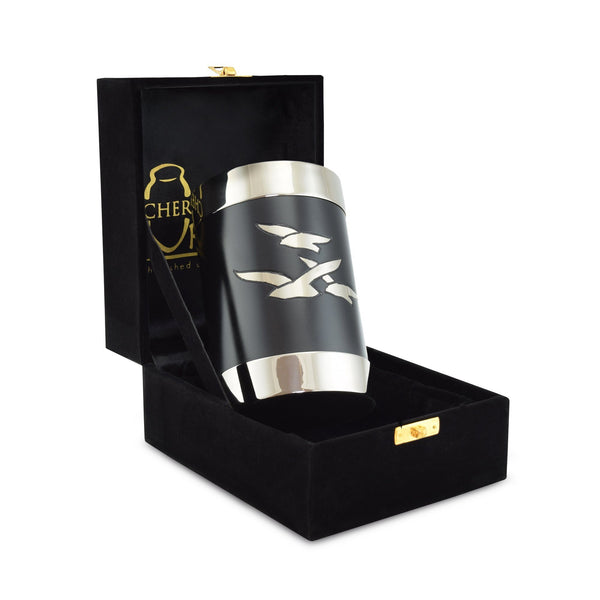 Going Home Black & Nickel Matt Tea Light Cremation Urn Keepsake - Cherished Urns