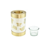 Kaleidoscope White Pearl Butterfly Tea Light Cremation Urn Keepsake - Cherished Urns