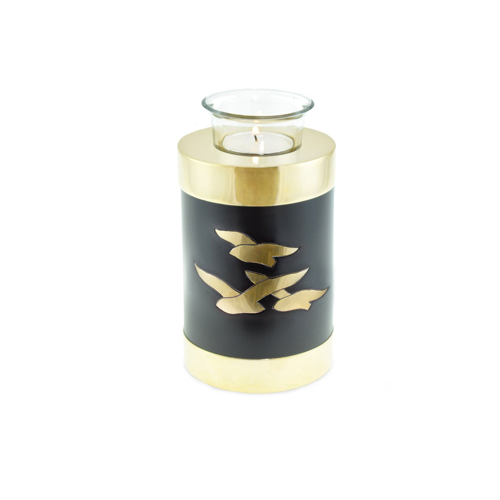 Going Home Black & Bronze Matt Tea Light Cremation Urn Keepsake - Cherished Urns