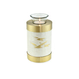 Going Home White Pearl & Bronze Tea Light Cremation Urn Keepsake - Cherished Urns