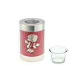 Bloom Red Patterned With Rose Tea Light Cremation Urn Keepsake - Cherished Urns