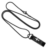 Black Cylinder with Cross Memorial Ash Keepsake Cremation Pendant - Cherished Urns