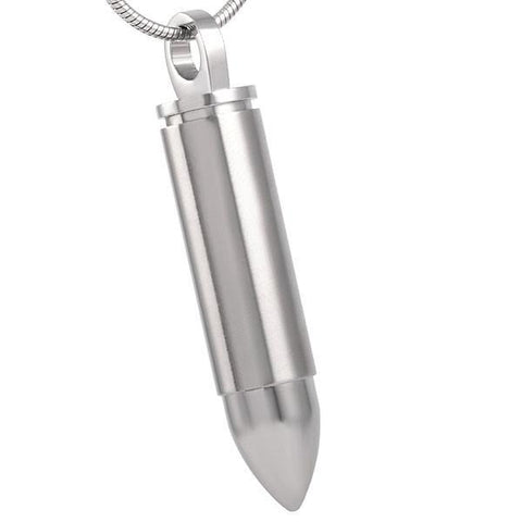 Silver Bullet Shape Memorial Ash Keepsake Cremation Pendant - Cherished Urns